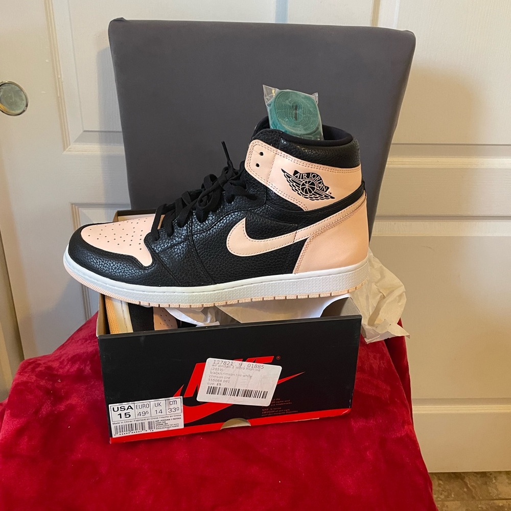 Nike Air Jordan 1 Black and Peach High-Tops Mens size 15 New